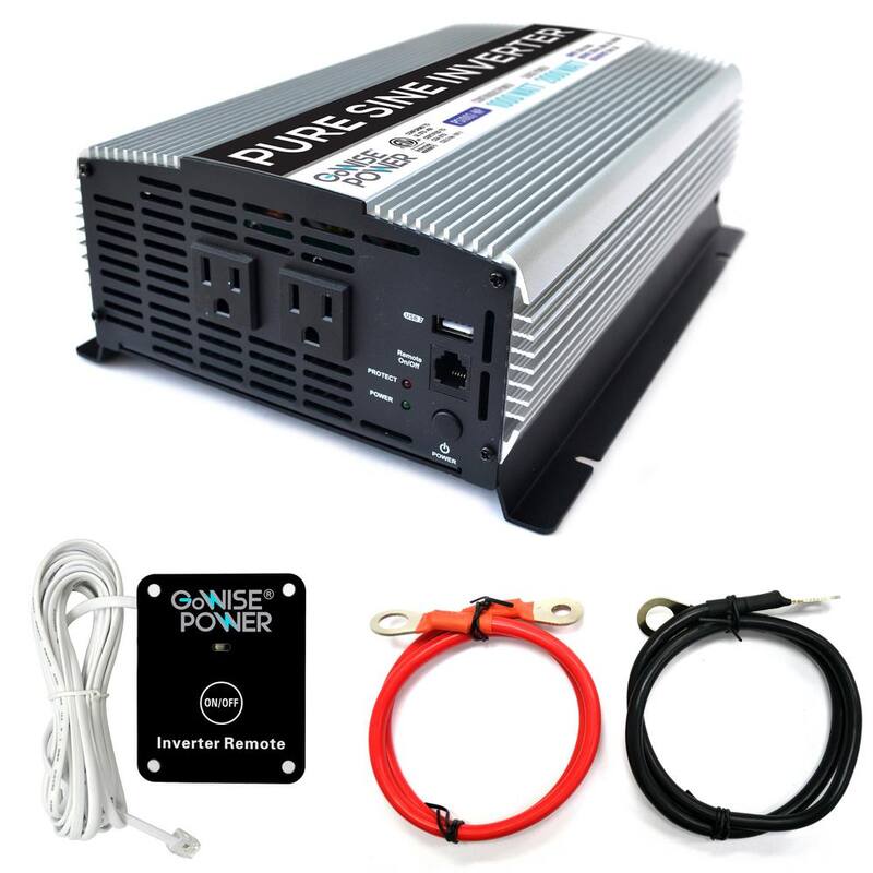 GoWISE USA 1,000-Watt Continuous/2,000-Watt Peak Pure Sine Wave Inverter - PS1002