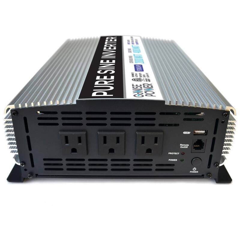 GoWISE USA 3-Outlet Pure Sine Wave Inverter 2,000-Watt Continuous/4,000-Watt Peak with 5-Volt USB Port - PS1003