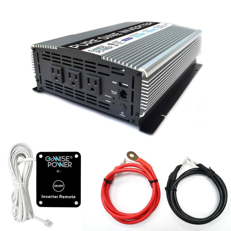 GoWISE USA 3-Outlet Pure Sine Wave Inverter 2,000-Watt Continuous/4,000-Watt Peak with 5-Volt USB Port - PS1003