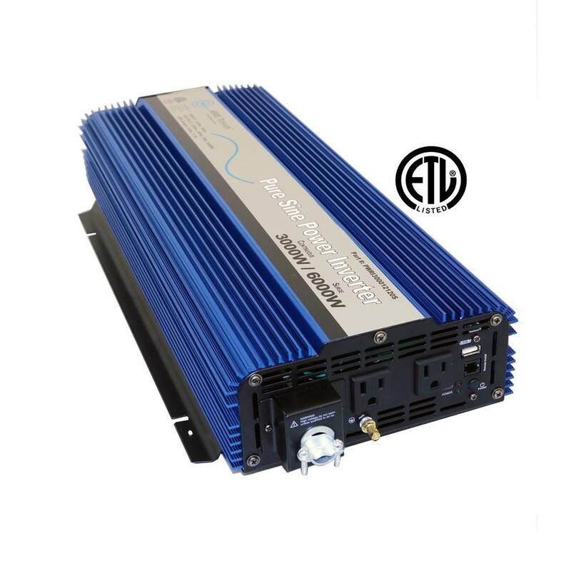 AIMS POWER 3,000 Pure Sine Inverter 12-Volt DC to 120-Volt AC ETL Listed to UL 458 - PWRI300012120SUL
