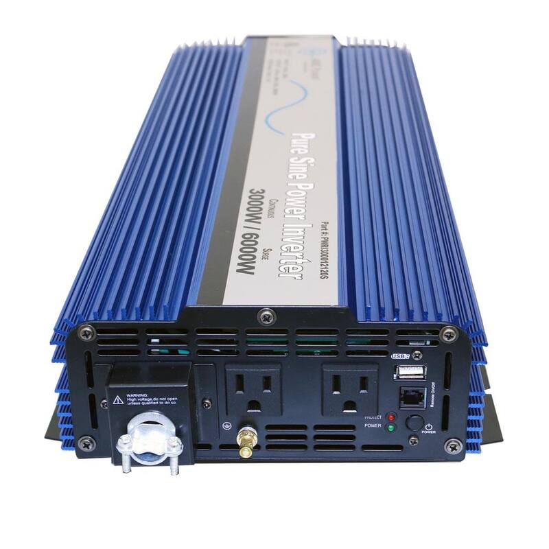 AIMS POWER 3,000 Pure Sine Inverter 12-Volt DC to 120-Volt AC ETL Listed to UL 458 - PWRI300012120SUL