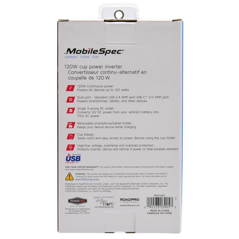 MobileSpec 120-Watt Cup Power Inverter - MSI120C