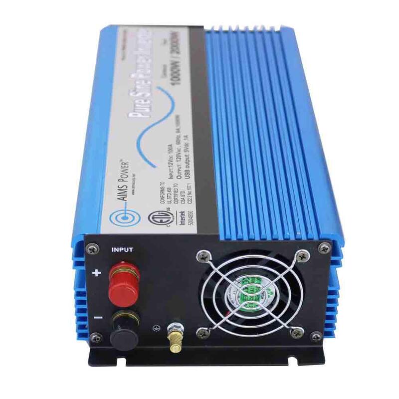 AIMS POWER 1,000 Pure Sine Inverter 12-Volt DC to 120-Volt AC ETL Listed to UL 458 - PWRI100012120S