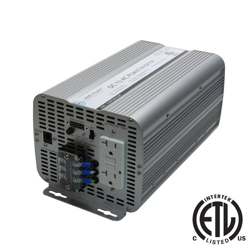 AIMS POWER 2,000-Watt Modified Sine Inverter 12-Volt DC to 120-Volt AC ETL Listed to UL 458 - PWRINV200012120W