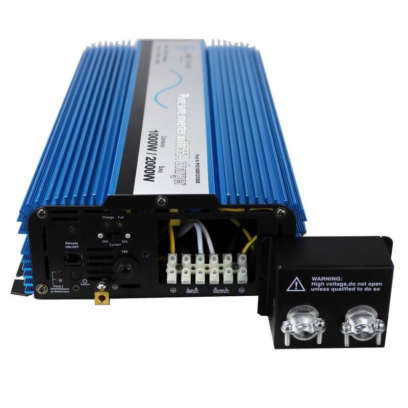 AIMS POWER 1,000 Watt Pure Sine Inverter Charger with Select-able Transfer Switch 12 VDC to 120 VAC - PIC100012120S