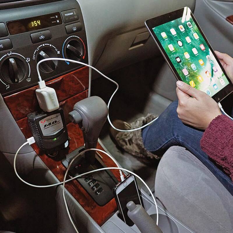 Schumacher Electric Schumacher 140-Watt/280 Peak Watt Power Converter, Changes vehicle power to 120V AC Power, AC and USB Port - XI14