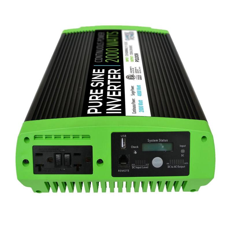 Unbranded 2000-Watt Continuous 4000-Watt Surge Peak Power Pure Sine Wave Inverter w/Digital LCD Display - PS1009