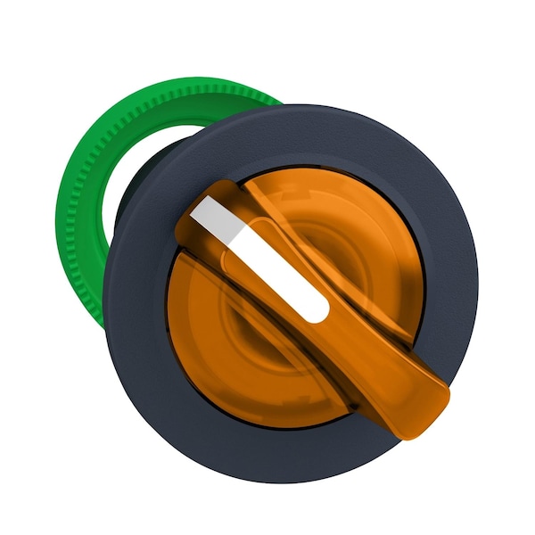 Schneider Electric Cabezal para interruptor selector iluminado, Harmony XB5, plástico, mango naranja, LED universal, 2 posiciones, mantener posición - ZB5FK1253.