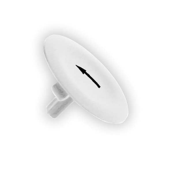 Tapa para cabezal de botón de presión Schneider Electric, Harmony XB4, de plástico, color blanco, de 22mm, con flecha marcada en negro - ZBA334.