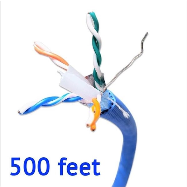 Micro Connectors Micro Connectors TR4-570SHBL-500 500 ft. Solid Shielded STP CAT6A Bulk Ethernet Cable - Blue - TR4-570SHBL-500