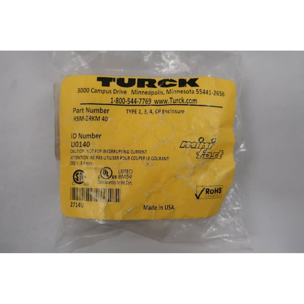 Turck Rsm-2Rkm 40 Mini Fast T Connector - RSM-2RKM 40