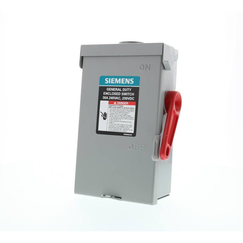 Siemens General Duty 30 Amp 3-Pole 4-Wire 240-Volt Fusible Outdoor Safety Switch - GF321NRA