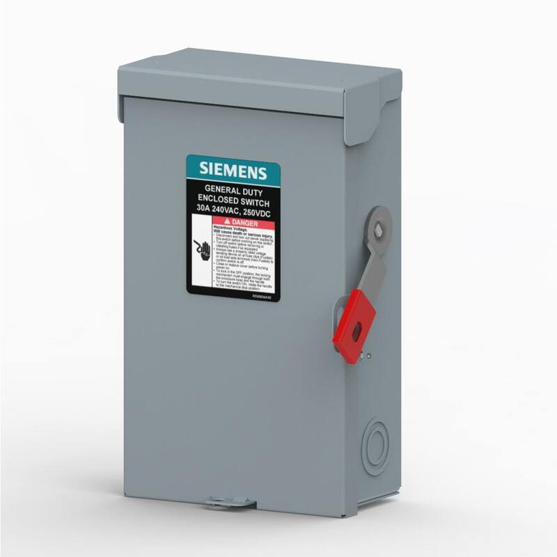 Siemens General Duty 30 Amp 2-Pole 240-Volt Non-Fusible Outdoor Max Series Safety Switch w/ Factory Installed Ground Lug - LNF221RLLA