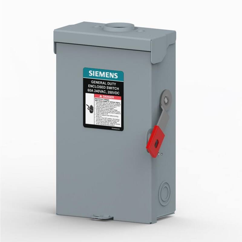 Siemens General Duty 60-Amp to Amp 2-Pole 240-Volt Non-Fusible Outdoor Plus Series Safety Switch - GNF222RLA