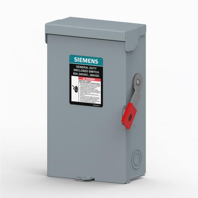 Siemens General Duty 60 Amp 2-Pole 240-Volt Non-Fusible Outdoor Plus Series Safety Switch with Factory Installed Ground Lug - LNF222RLA