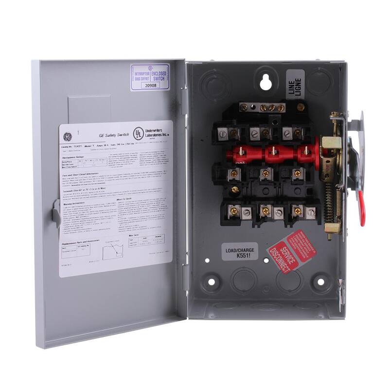GE 30 Amp 240-Volt Fusible Indoor General-Duty Safety Switch - TG4321