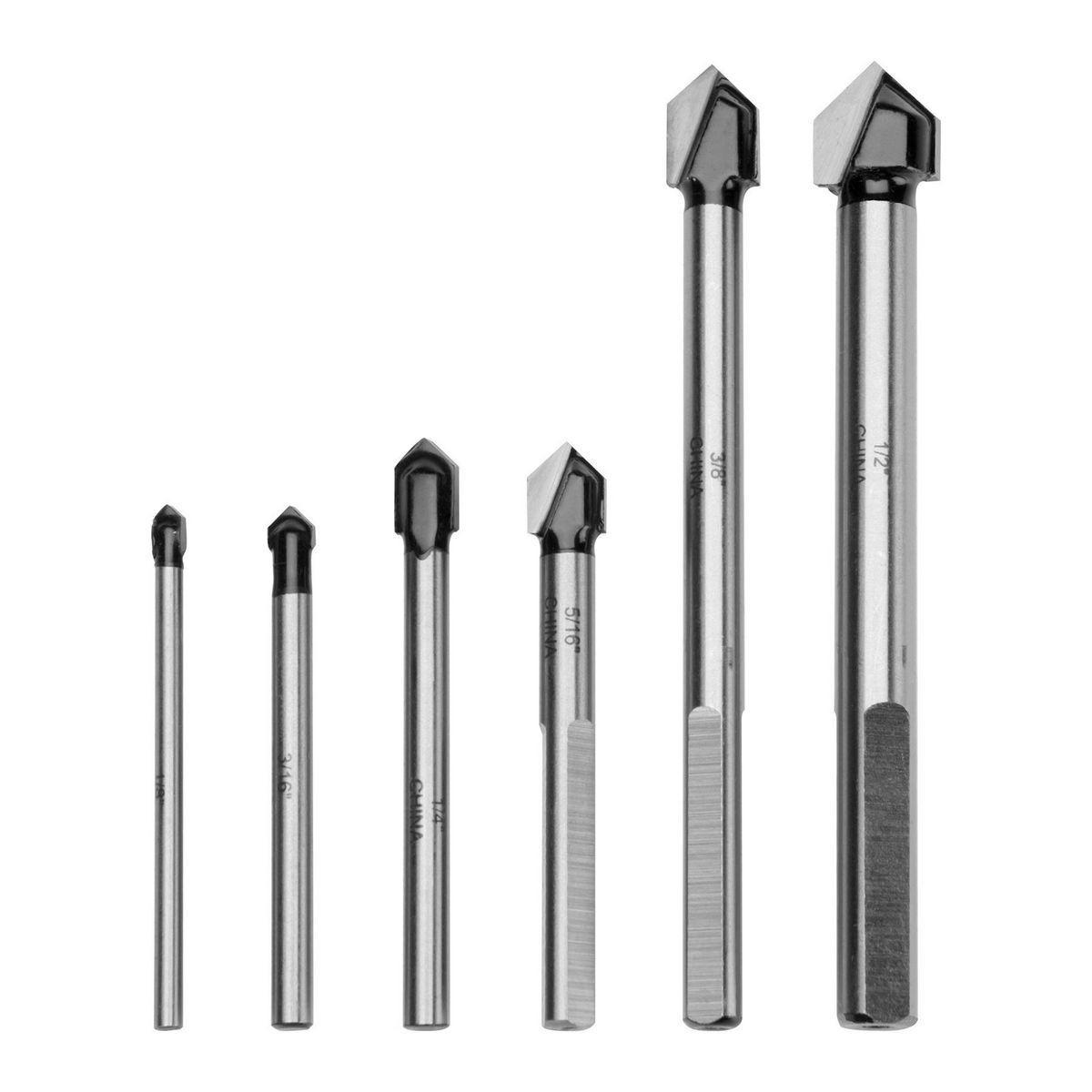 Juego de brocas para cortar vidrio y azulejo con punta de carburo de Warrior, 6 piezas - 61617