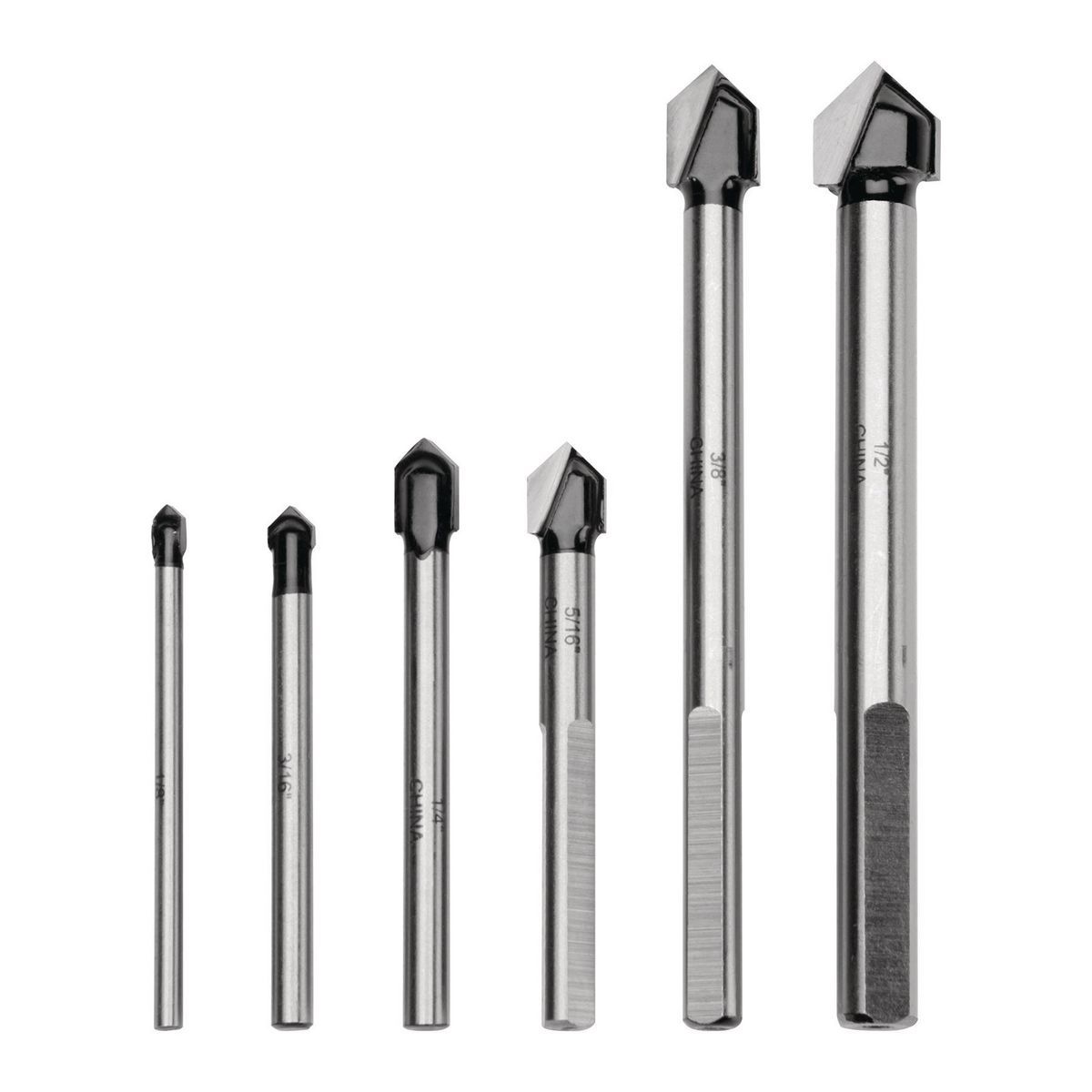 Juego de brocas para cortar vidrio y azulejo con punta de carburo de Warrior, 6 piezas - 61617