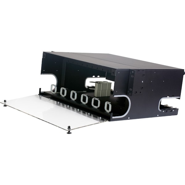Quest Technology International Fiber Optic Rack Mount Enclosure - 4U, 12 Strips (288 Fibers Max) W/ Glass Door - NFO-4512