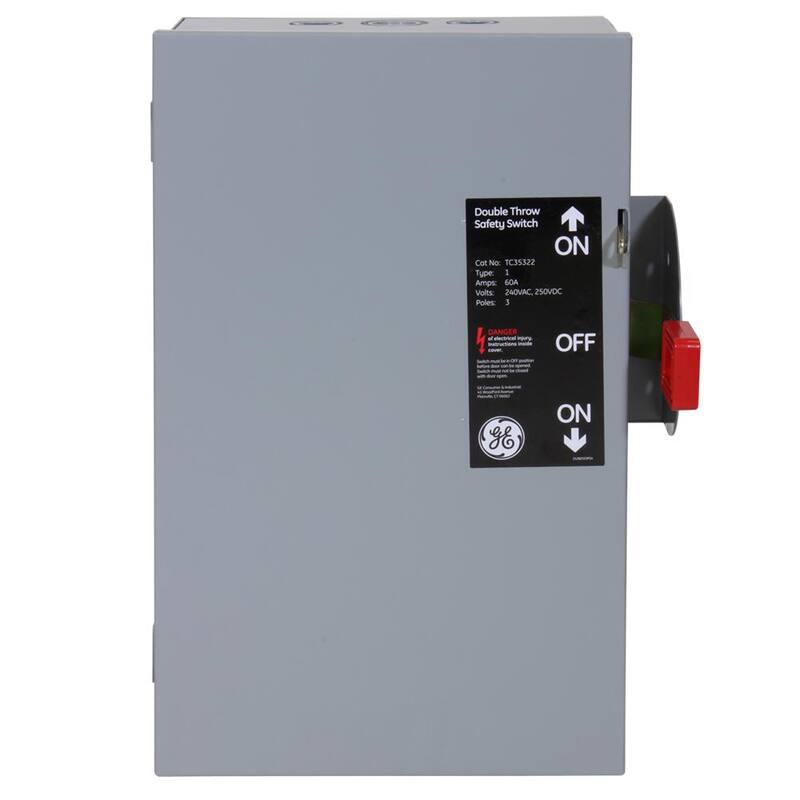 GE 60 Amp 240-Volt Non-Fused Indoor General-Duty Double-Throw Safety Switch - TC35322