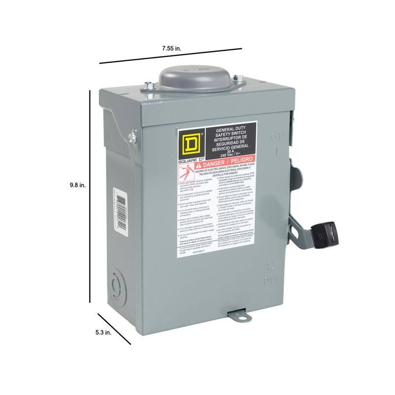Square D 30 Amp 240-Volt 2-Pole Non-Fusible Outdoor General Duty Safety Switch - DU221RBUP1