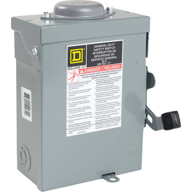 Square D 30 Amp 240-Volt 2-Pole Non-Fusible Outdoor General Duty Safety Switch - DU221RBUP1