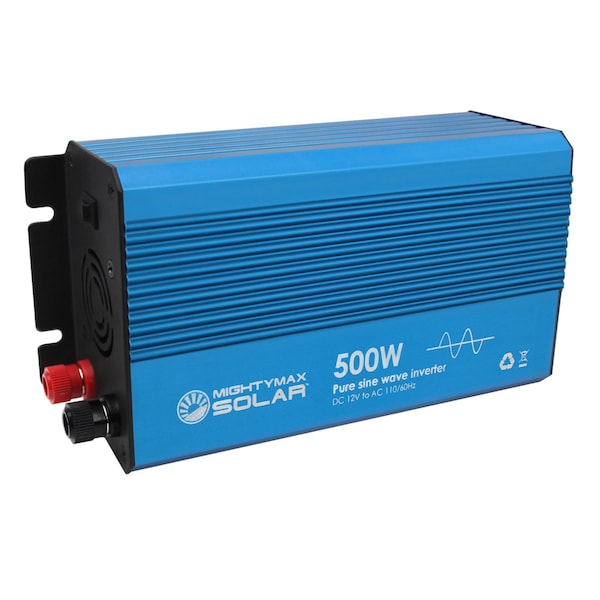 Mighty Max Battery Power Inverter, Pure Sine Wave, 500 W Continuous, 2 Outlets - MAX3532818