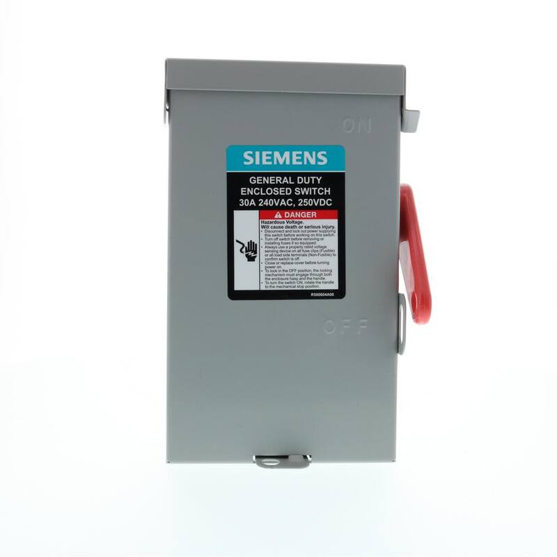 Siemens General Duty 30 Amp 3-Pole 4-Wire 240-Volt Fusible Indoor Safety Switch - GF321NA