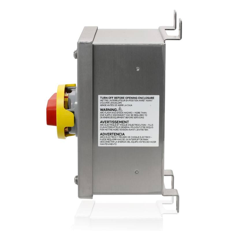 Leviton 60 Amp 600-Volt 304 Stainless Steel Non-Fused Powerswitch Safety Disconnect Switch with Factory Installed Aux Contact - MDS6-AC