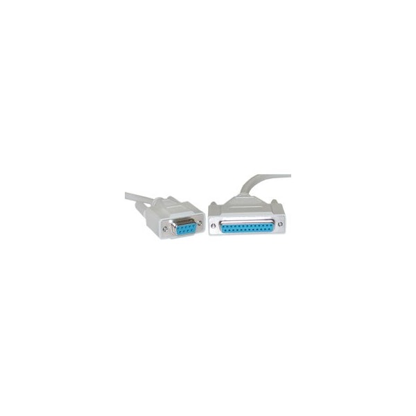 Swe-Tech 3C Null Modem Cable, DB9 Female to DB25 Female, 8 Conductor, 6 foot - FWT10D1-21406