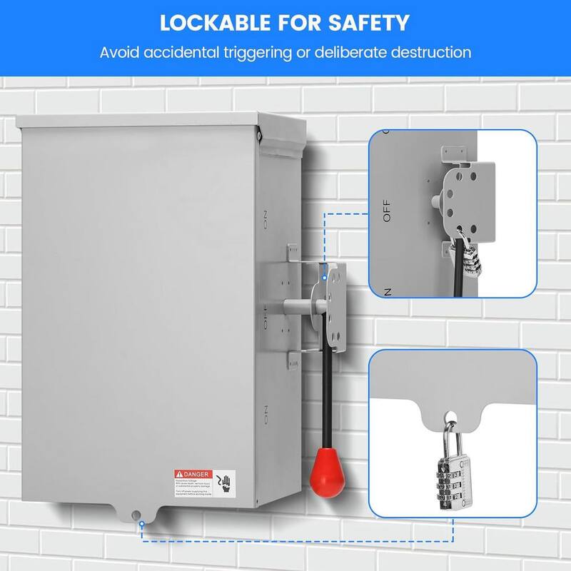 Lukyamzn Indoor/Outdoor 100 Amp 2-Circuit Heavy Duty Safety Switches, 240 Volt AC 4 Wire 2 Pole Non-Fusible NEMA-3R, Lockable - SA04-327B074