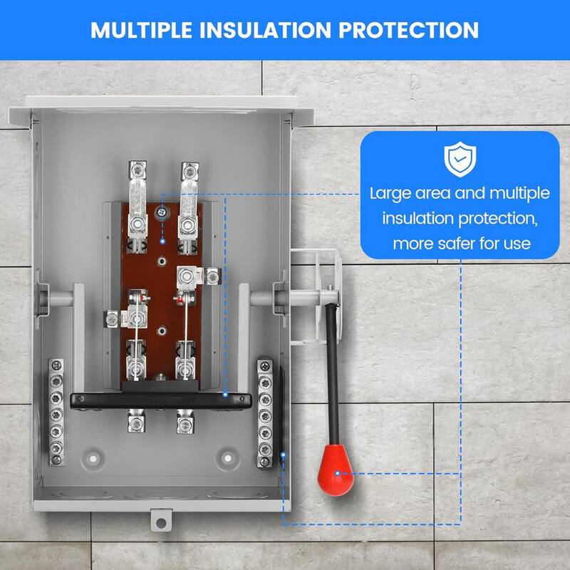 Lukyamzn Indoor/Outdoor 100 Amp 2-Circuit Heavy Duty Safety Switches, 240 Volt AC 4 Wire 2 Pole Non-Fusible NEMA-3R, Lockable - SA04-327B074