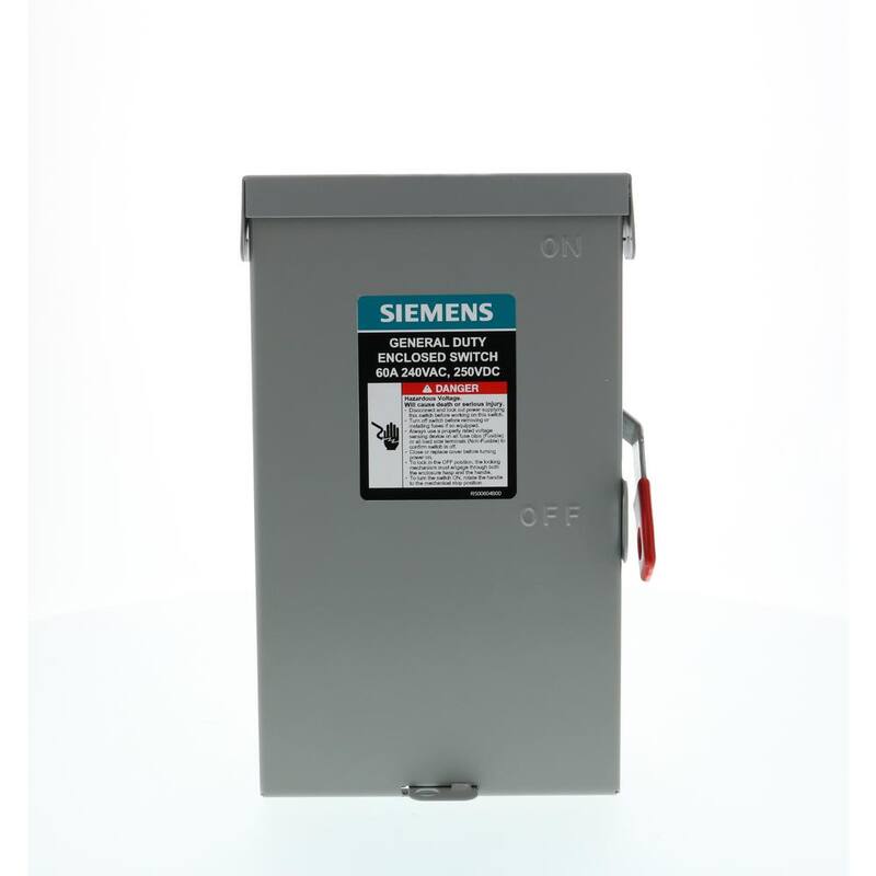 Siemens General Duty 60 Amp 2-Pole 3-Wire 240-Volt Fusible Indoor Safety Switch - GF222NA