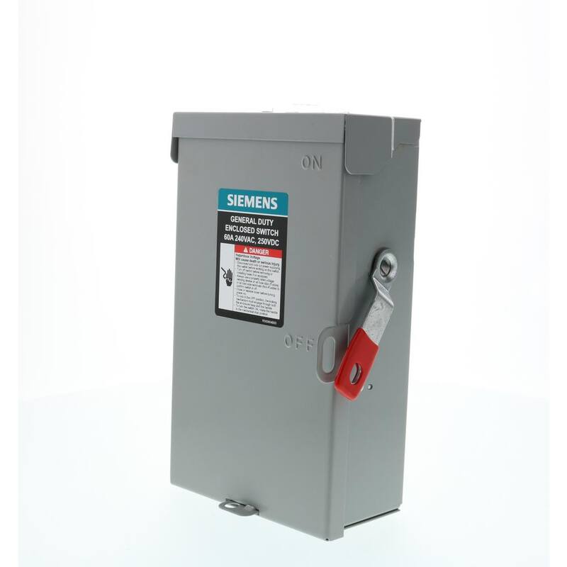 Siemens General Duty 60 Amp 2-Pole 3-Wire 240-Volt Fusible Indoor Safety Switch - GF222NA