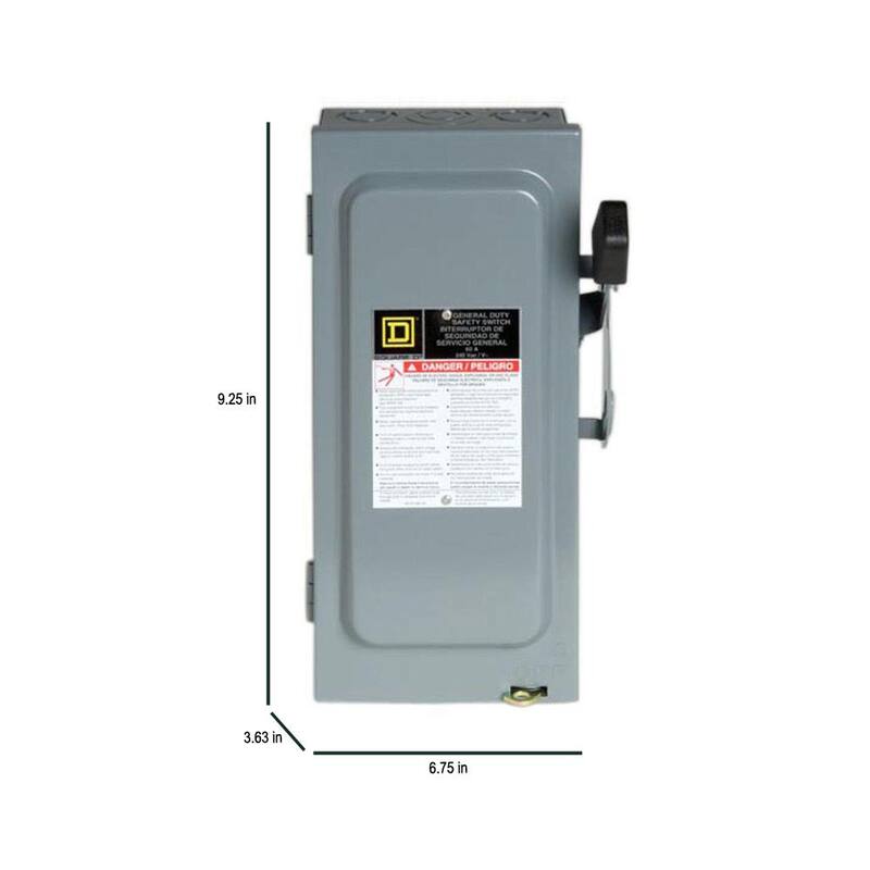 Square D 30 Amp 240-Volt 3-Pole 3-Phase Fused Indoor General Duty Safety Switch - D321NCP