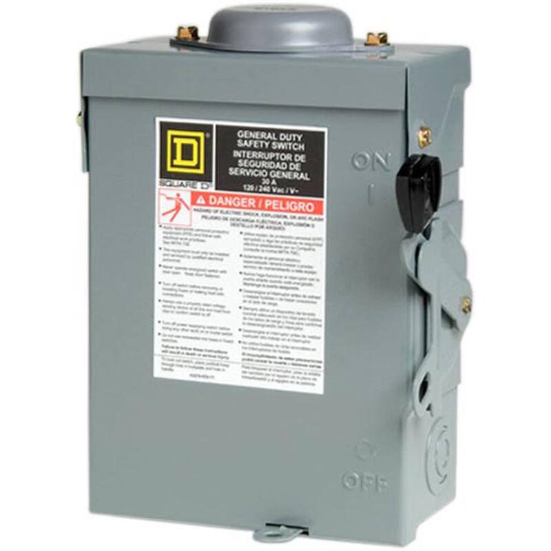 Square D 30 Amp 120/240-Volt 2-Pole Fused Outdoor General Duty Safety Switch - D211NRBCP