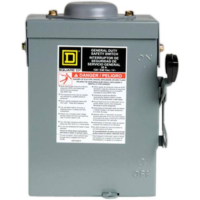 Square D 30 Amp 120/240-Volt 2-Pole Fused Outdoor General Duty Safety Switch - D211NRBCP