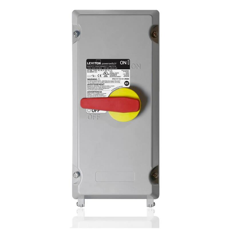 Leviton 100 Amp 600-Volt Non-Metallic Non-Fused Powerswitch Safety Disconnect Switch with Factory Installed Aux Contact - LDS10-AC