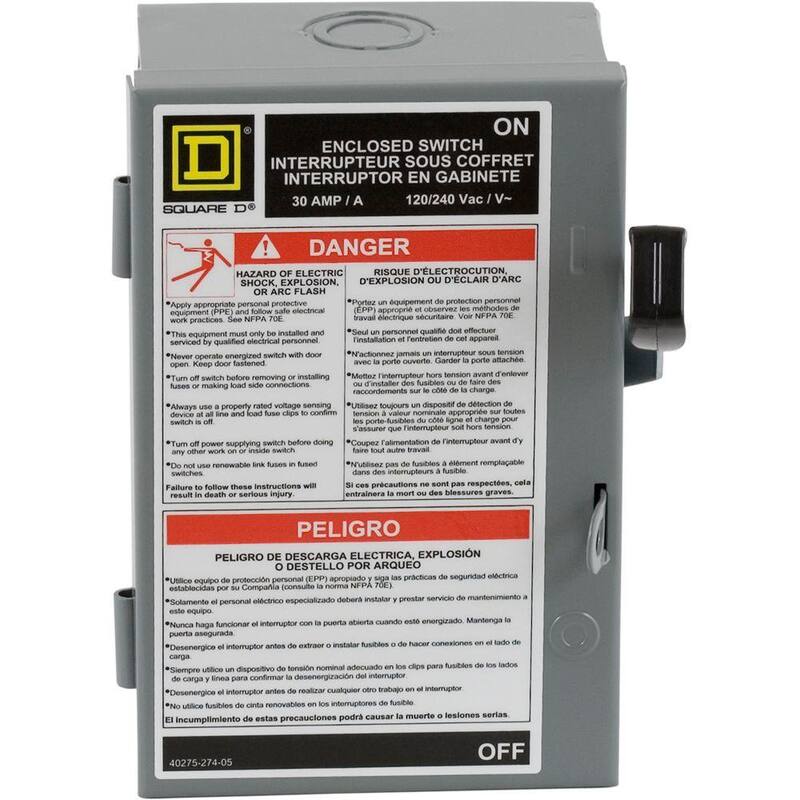 Square D 30 Amp 240-Volt 2-Pole Fused Indoor Light Duty Safety Switch for H or J Fuse Types - L221N