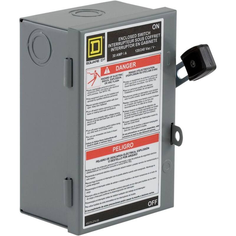 Square D 30 Amp 240-Volt 2-Pole Fused Indoor Light Duty Safety Switch for H or J Fuse Types - L221N