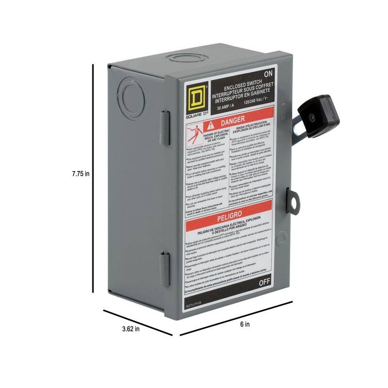 Square D 30 Amp 240-Volt 2-Pole Fused Indoor Light Duty Safety Switch for H or J Fuse Types - L221N