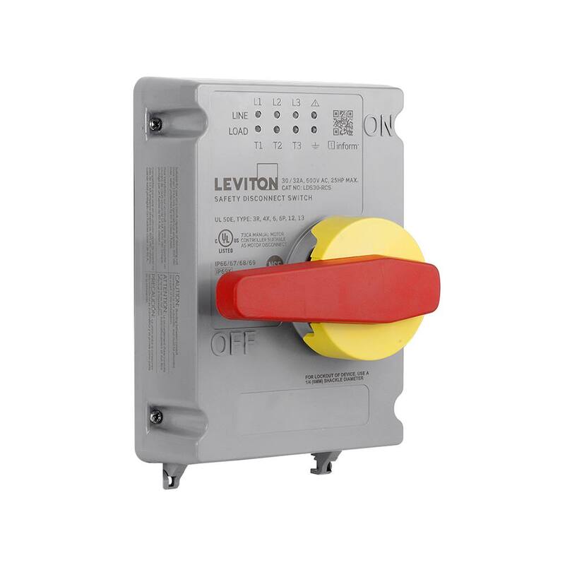 Leviton 30 Amp/32 Amp Non-Fused Disconnect Switch Replacement Cover with Local Monitoring Inform Technology - Powerswitch - LDS30-RCS