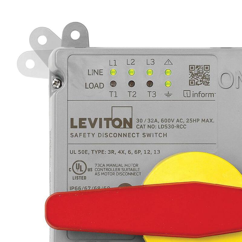 Leviton 30 Amp/32 Amp Non-Fused Disconnect Switch Replacement Cover with Local Monitoring Inform Technology - Powerswitch - LDS30-RCS