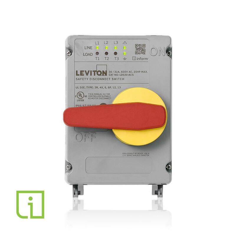 Leviton 30 Amp/32 AmpNon-Fused Disconnect Switch with Inform Technology, Local Monitoring with Auxiliary Contact - Powerswitch - LDS30-ACS