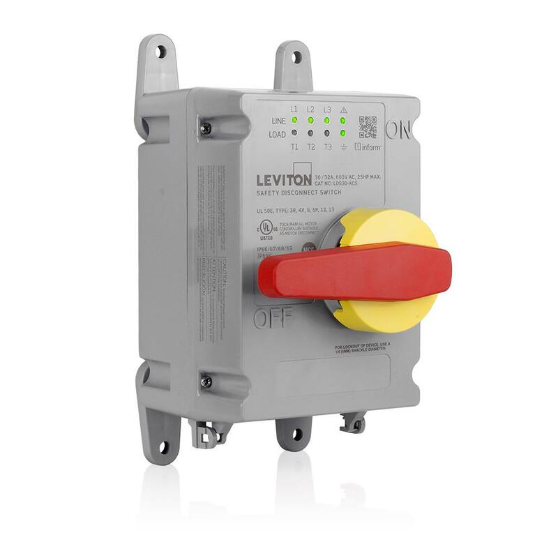 Leviton 30 Amp/32 AmpNon-Fused Disconnect Switch with Inform Technology, Local Monitoring with Auxiliary Contact - Powerswitch - LDS30-ACS