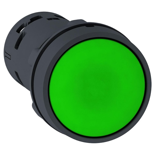 Schneider Electric Botón pulsador, Harmony XB7, verde redondo empotrable, 22mm, pulsar para liberar, 1NA + 1NC, sin marcar - XB7NH35