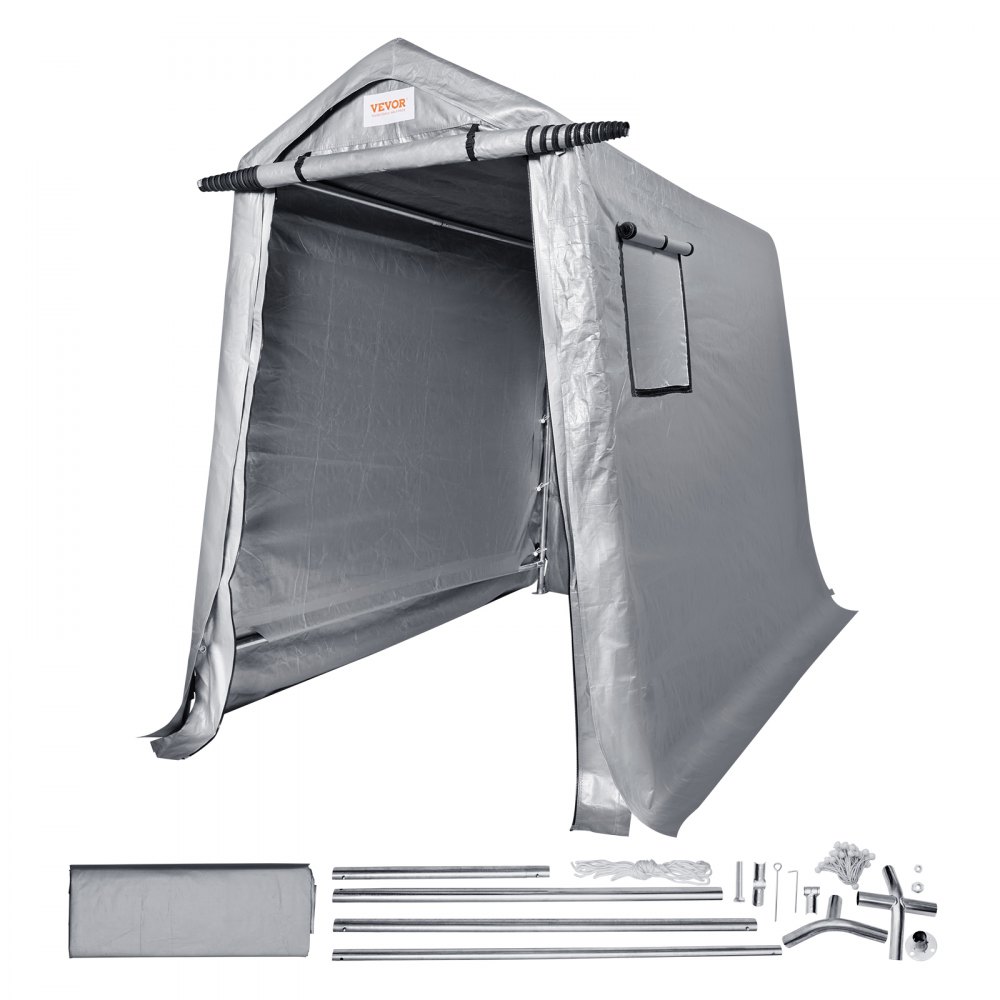 VEVOR Portable Shed Outdoor Storage Shelter, 6 x 8 x 7 ft Heavy Duty All-Season Instant Storage Tent Tarp Sheds with Roll-up Zipper Door and Ventilated Windows For Motorcycle, Bike, Garden Tools - TYCWPH6FTX8FTZ450V0