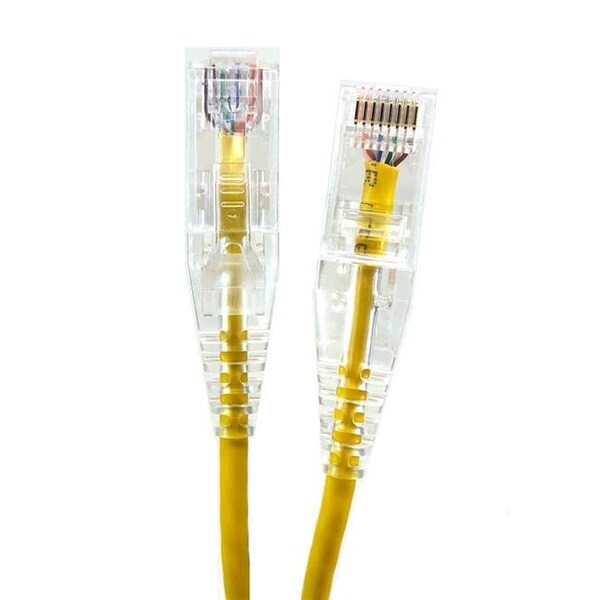 Micro Connectors Micro Connectors E08-025Y-SLIM5 25 ft. Ultra Slim 28AWG Cat6 UTP RJ45 Patch Cables; Yellow - Pack of 5 - E08-025Y-SLIM5