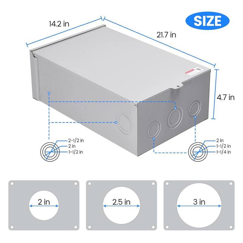 Lukyamzn Indoor/Outdoor 200 Amp 2-Circuit Heavy Duty Safety Switches, 240 Volt AC 4 Wire 2 Pole Non-Fusible NEMA-3R, Lockable - SA04-327B073