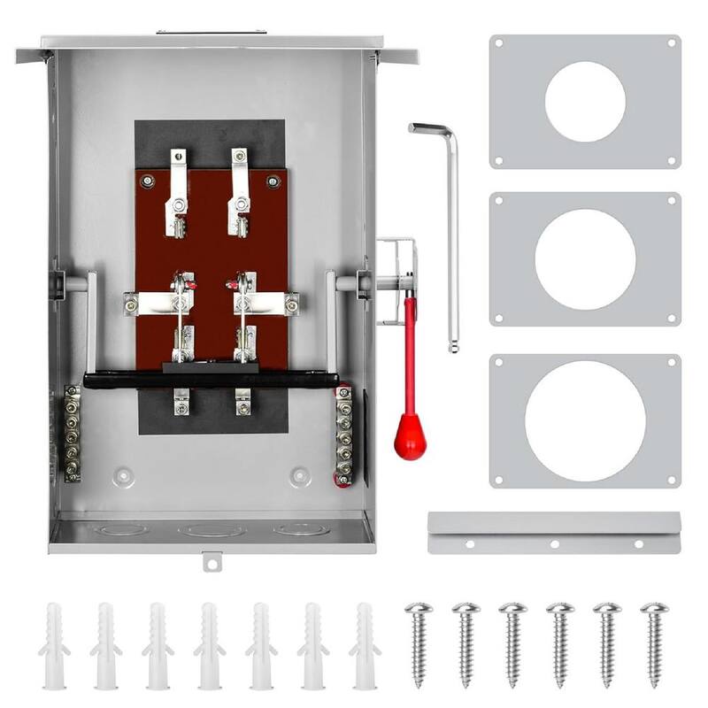 Lukyamzn Indoor/Outdoor 200 Amp 2-Circuit Heavy Duty Safety Switches, 240 Volt AC 4 Wire 2 Pole Non-Fusible NEMA-3R, Lockable - SA04-327B073